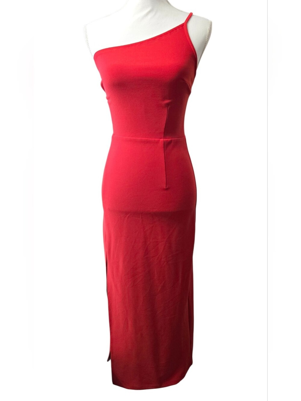Red One-Shoulder Maxi Dress - Women